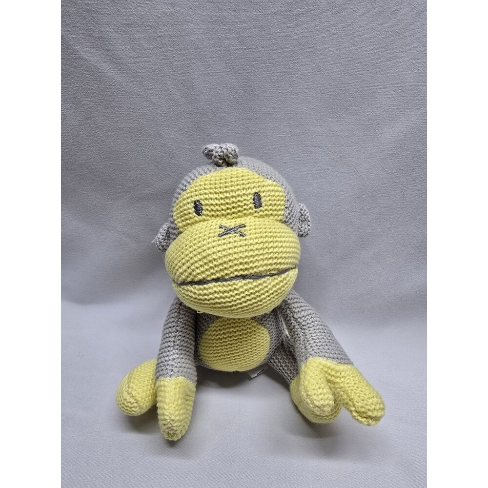 Baby Bum Knit 5” Knit Sock Monkey Plush Toy Soft Lovey Grey & Yellow Gorilla